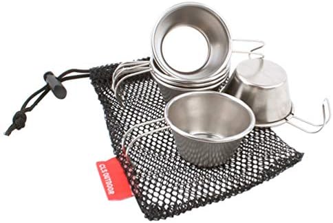 Iplusmile シェラカップ キャンプ用 コップ ステンレス ミニ 50ml 専用収納袋付 6本