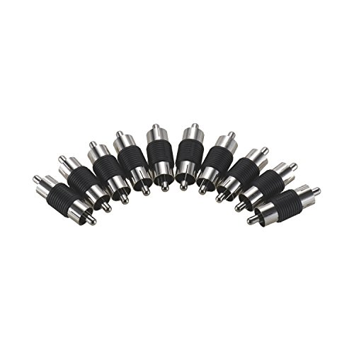Warmstor 10 Pack Nickel Plated Audio Video RCA Male to Male Adapter Coupler Converter