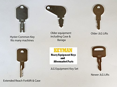 Keyman 5 Keys JLG Heavy Equipment Key Set / Construction Ignition Keys Set