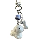 WELLRI Cute Fuzzy Keychain Aesthetic Charm Kawaii Animals Y2K Heart Bag Purse Decor Accessory Women Girls Gifts