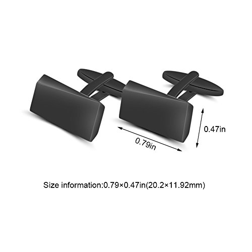 Merit Ocean Black Classic Cufflinks for Men Stainless Steel Wedding Business Gifts - Thumbnail 2