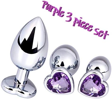 ITmonsterl 58-3 Piece Set High Quality Stainless Steel Metal Anale Būtt Plug Diamond Pl'ugs Anales for Beginner's Trainer Kit Set (Purple3)