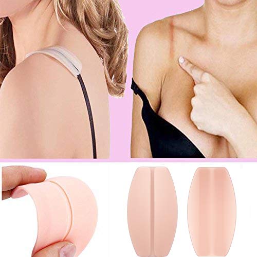 Silicone Bra Strap Cushions Soft Holder Non-slip Shoulder Protectors Pads 2 Pairs (Nude) - Thumbnail 2