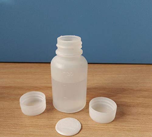 NATUWORLD 12Pcs 30ml 1oz PE Plastic Empty Bottles Small Mouth Graduated Lab Chemical Container Reagent Bottle Sample Sealing Medicine Bottle for Laboratory and Travel