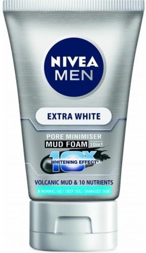 NIVEA For Men Extra Whitening Mud Foam 50g- whiten the skin 10x more effectively than Vitamin C