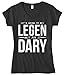 Cybertela Women's It's Going to Be Legen Wait for It Dary Fitted V-Neck T-Shirt (Black, Medium)