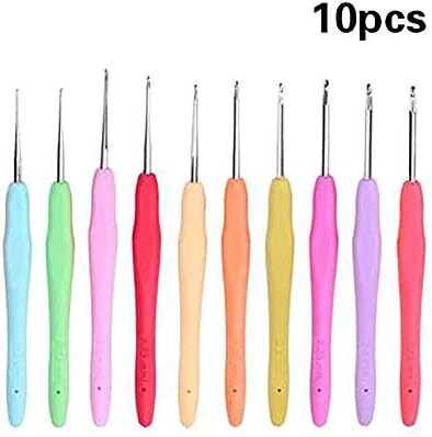 Vipithy Set of 10 Crochet Hooks Needles with Colourful Rubber Grip Handles - in sizes 0.5mm, 0.75mm, 1.0mm, 1.25mm, 1.5mm, 1.75mm, 2.25mm,2.5mm,2.75mm