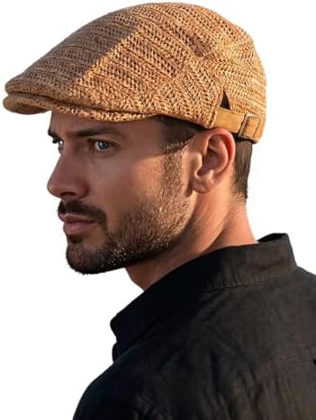 Retro Newsboy Cap with Flower Buckle Adjustable Cotton Linen Visor Hat Juiterchy Women Retro Classic Visor Newsboy Cabbie Cap Beret  main image 3
