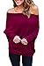 Sovoyant Women's Batwing Sleeve Loose Off Shoulder Knit Pullover Sweater Top
