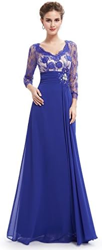 Ever Pretty 3/4 Sleeve Sheer Lace Rhinestone V-neck Evening Party Dress 09053