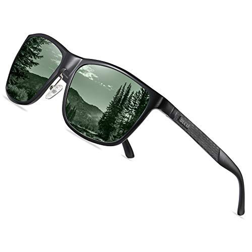 DUCO Polarisierte Herren Sonnenbrille Retro Rechteckiger Rahmen für Unisex Vintage Brille mit UV400 Schutz Sportbrille Metallrahmen 8200