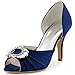 ElegantPark Women High Heel Pumps Peep Toe Brooch Ruched Satin Evening Prom Wedding Shoes