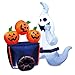 Joiedomi Halloween Inflatable Blow-up Ghost Pushing Cart of Pumpkins - 6 Ft Tall 4 Ft Wide