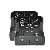 2PC x 1.5V D Size Battery Holder Box Container Two Wires(Black Plastic)