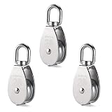 Care4U Pulley,304 Stainless Steel Pulley,3pcs 25 MM Single Pulley Block,Loading 150kg-Siver