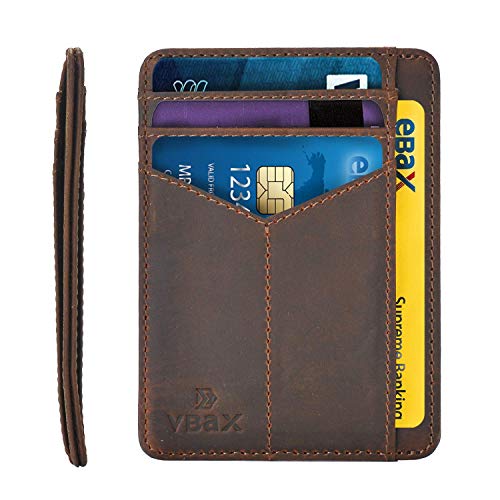 Ebax Slim Wallet Leather Minimalist Front Pocket Card Holder (One Size, Vintage Leather)