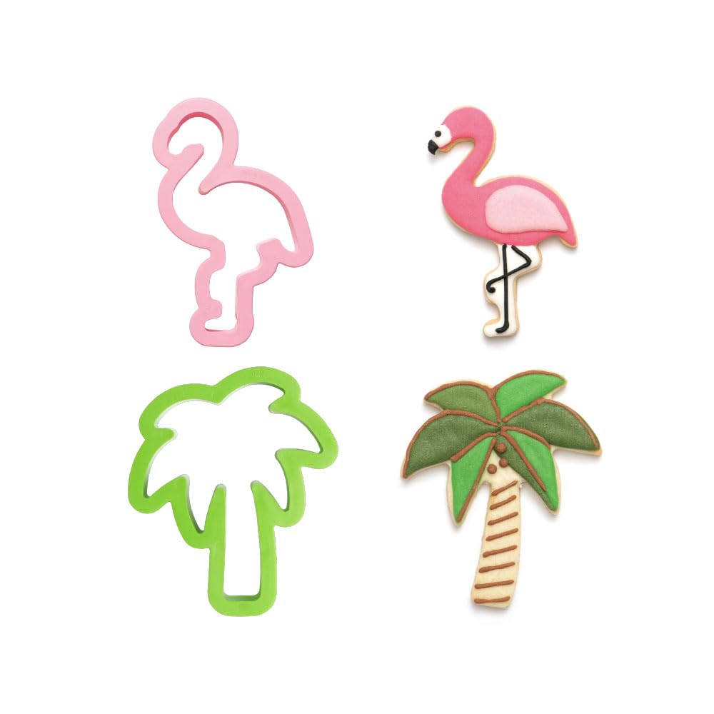 DECORA 0255071 Flamingo and Palm Plastic Cookie Cutters Set of 2 10/9,5 X H 2,2