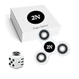 2Nlist Fidget Cube and Fidget Hand Spinner Focus Desk Toy Tri-Spinner for Adults and Children (White)