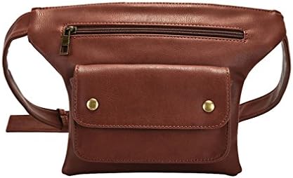 Qualitydreamei Casual Waist Pack Women Pu Leather Fanny Packs Multi-Function Unisex Waist Bags coffee