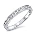 Half Eternity Band Ring Wedding Engagement Princess Cut Square Invisible Cubic Zirconia 925 Sterling Silver 5-12