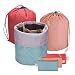 Senkary 3 Pieces Barrel Shaped Travel Bag Makeup Bag Waterproof Cosmetic Organizer Bag Cases Toiletry Bag (Green, Pink and Red)