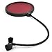 BlastCase Studio Microphone Wind Screen Pop Filter/Swivel Mount, Flexible Gooseneck Holder BCMI1 Black/Red, 1 Pack