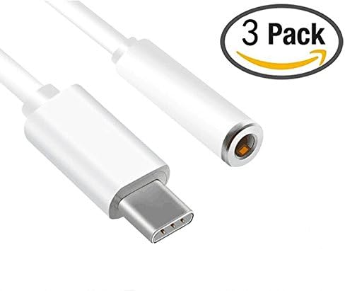 HUACAM HCP08 Type C to 3.5mm Usb C Audio Adapter, Type C 3.1 Male to 3.5mm Female Stereo Audio Headphone Cable for Motorola Moto Z Series, Macbook Pro White 3 Pack