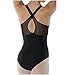 Arshiner Girls Leotards Cross Back Keyhole Ballet Dance Outfit Black Size 7-8
