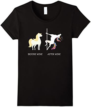 Womens Funny Unicorn Before Wine After Wine T-shirts Gift 2017 Large Black