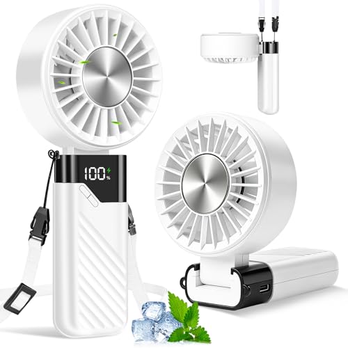 Portable Fan, Quiet Powerful Rechargeable Battery Operated 3 in 1 Mini Fan with 5 Speeds Small Fan USB Table Fan for Travel, Office, Camping