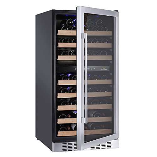 KingsBottle KBU428D (RHH) 128 Bottle Dual Zone Wine Refrigerator with