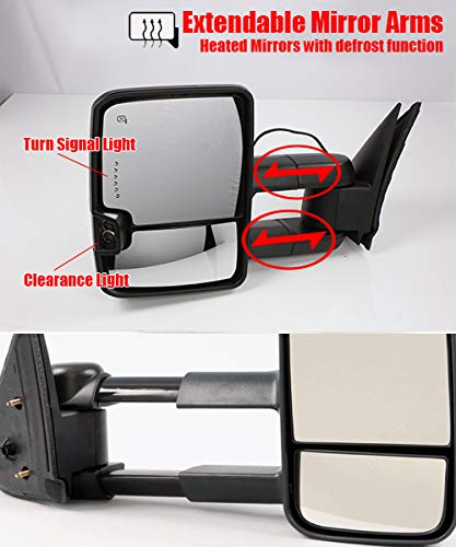 ModifyStreet Power Side Towing Mirrors with Turn Signal and Heated Defrost and Clearance Light for 07-13 Chevy Silverado Avalanche Tahoe Yukon/XL/Denali Suburban or GMC Sierra- 1 Pair included - Thumbnail 3
