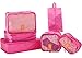 FLYMEI Premium 6 Set Packing Cubes, Bonus Shoe Bag, Various Size Waterproof Travel Luggage Packing Organizers and Compression Pouches System for Carry-on Luggage, Suitcase and Backpacking (Pink)