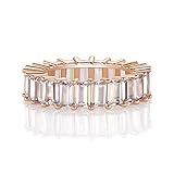 OPALBEST Rose Gold Plated Cubic Zirconia Ring Wedding Band for Women Men