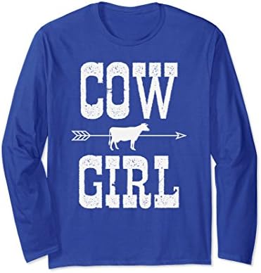Unisex Cowgirl Outfit - Funny Cow Girl Long Sleeve Tee Shirt Gifts Large Royal Blue
