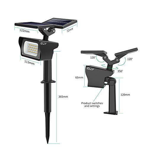 CLV Solarleuchte garten【Neue Pro-Version】, Solarlampen für den Garten mit 3 Helligkeitsstufen, 40 LEDs Wasserdicht… – Bild 2
