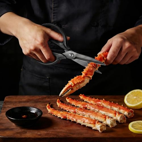 Kitchen Scissor Heavy Duty, 5Cr15MoV Stainless Steel, Black Titanium Plated Japanese Shears, Removable Blade,Multi-Purpose Kitchen Scissors, Dishwasher Safe, Suitable for Meat, Herbs, Black