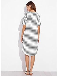 Floerns - Vestido de manga corta para mujer con bolsillo en el hombro