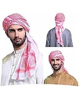 RED and White Arab Shemagh Head Scarf Neck Wrap Authentic Cottton Palestine Arafat (Red and White)