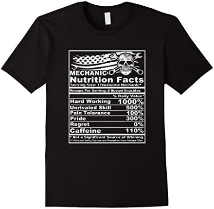 Men's 300% Pride: Mechanic Nutrition Facts - Funny Mechanic Shirt 2XL Black