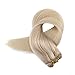 Full Shine 18 Inch Weft Hair Extensions Human Hair Ash Blonde Hair Extensions Sew In Extensions For Women Blonde Straight Human Hair Bundles Silky Hair 105G 18 Inch