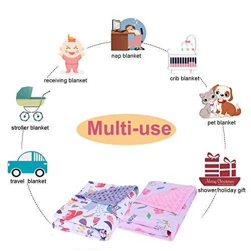 image for TEENCOO Minky Baby Blanket Woodland Super Soft Plush Dot Stroller Crib