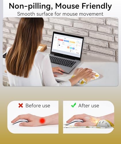 Mauspad mit Gelkissen,Ergonomisches Mousepad mit handauflage mit weichem Gelpolster,Rutschfester Basis und erhöhtem Design(Katze 3)