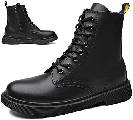 Hanani ブーツ メンズ サイドジッパー 本革 ハイカット レディース 軽量 厚底 レースアップブーツ ワークブーツ エンジニアブーツ 防水 ショートブーツ 黒 アンクルブーツ 秋冬用