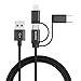 POWERADD [MFi Certified] Multi Charging Cable, Certified iPhone/Type C/Micro USB Charger, Nylon Braided Cord 3.3ft (1m) 3 in 1 Multiple Universal Charger for iPhone/iPad and Android Devices