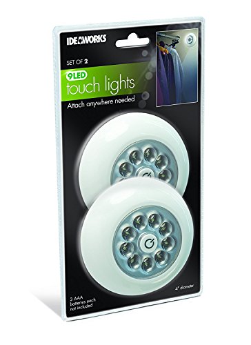 Peel and Stick Battery Operated Touch lights with 9 Bright LED lights, Set of 2, White