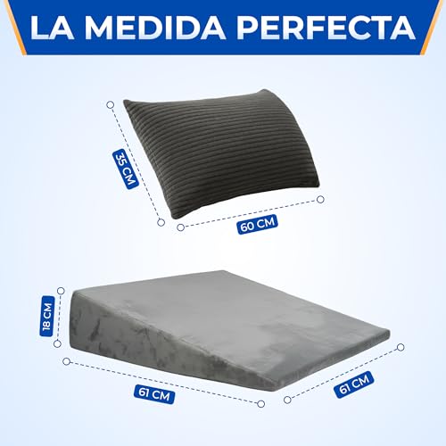 NEROKU® Set of Anti-Backflow Wedge Adult and Reading Bed Cushion | Back Bed and Wedge Pillow that Improves Circulation, Rest, Sleep – Reading Pillow, Lumbar Sofa Cushion