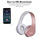 Wireless Headphones Over Ear, JIUHUFH Foldable Wireless Bluetooth Headphones Headset for Cell Phones, Tablets, Computer (Support FM Radio, SD Card and Wired Modes, Built in HD Mic)-Rose Gold