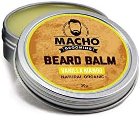 Macho Grooming Original Organic 30g Leave In Beard Balm Conditioner For A Softer Tamer Moisturized Beard
