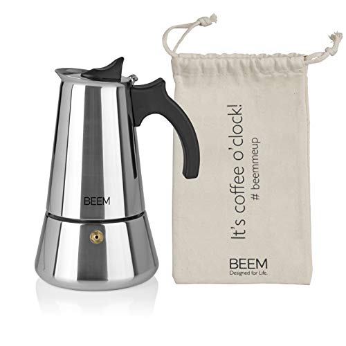 BEEM ESPRESSOMAKER Espressokocher - 6 Tassen | Kaffeekocher | Induktion geeignet | Edelstahl | 200-300 ml Mokka…